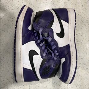 Purple and White High-Top Sneakers